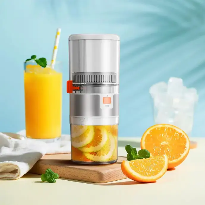 Porodo Lifestyle Portable Slow Juicer 55W - White  Orange.webp
