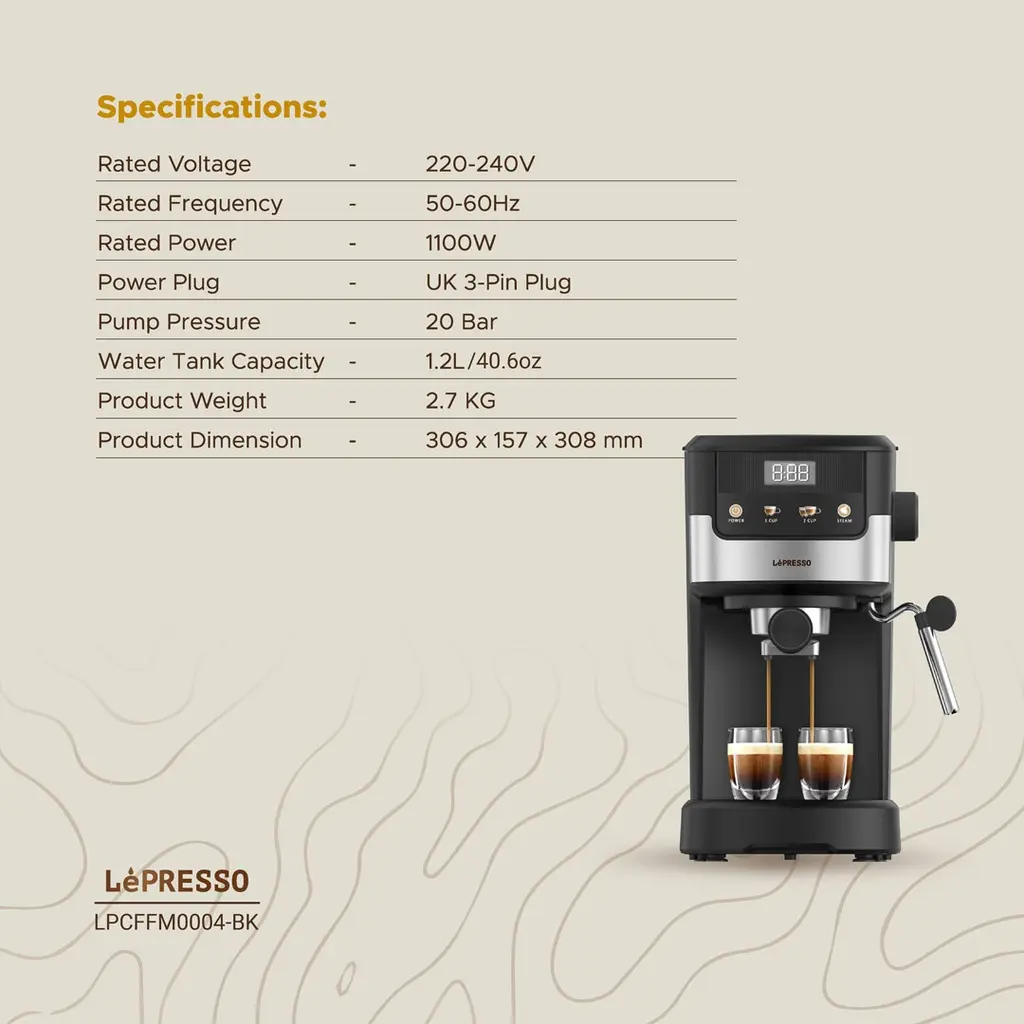 Lepresso Suprema Espresso Machine - Black (5).webp