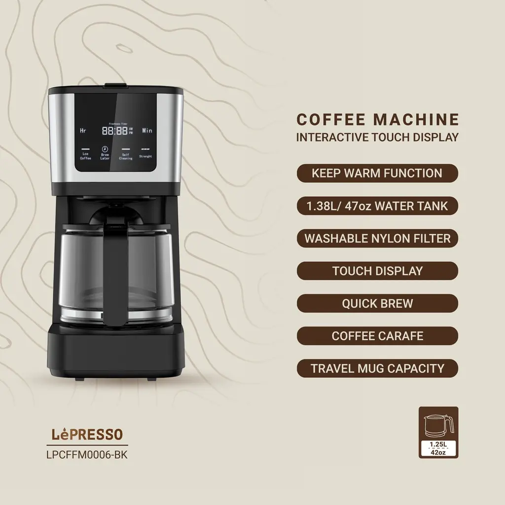 LePresso Rich Brew Coffee Machine Interactive Touch Display - Black (11).webp