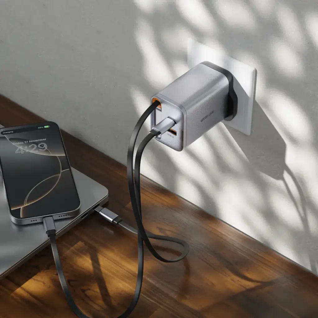 Green Lion GaN Premium UK Plug Wall Charger - Gray.webp