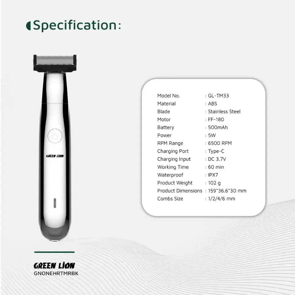 Green Lion One Blade Pro Hair Trimmer - Black.webp