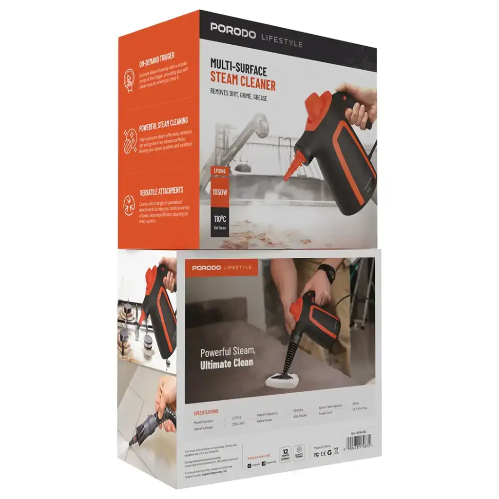 Porodo Lifestyle Multi-Surface Steam Cleaner - Black.webp