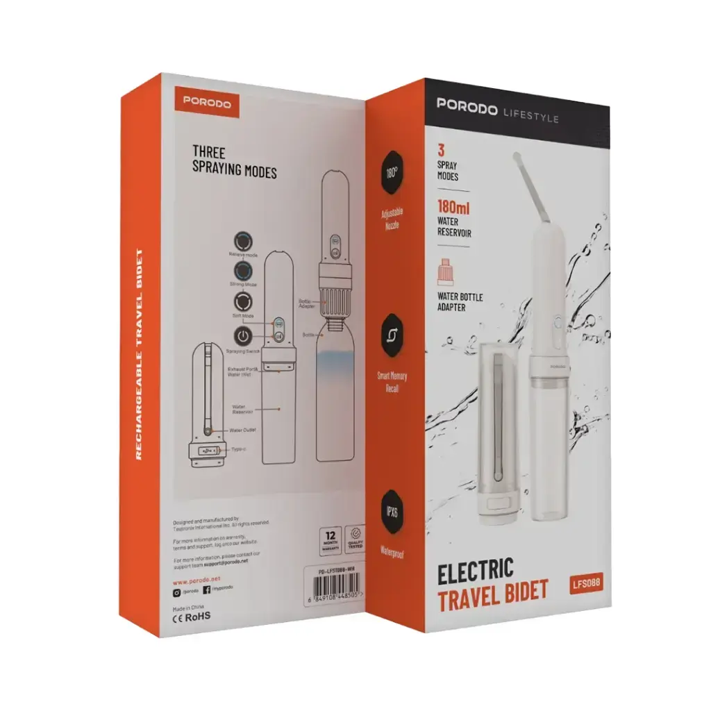 Porodo Lifestyle Electric Travel Bidet - White (1).webp