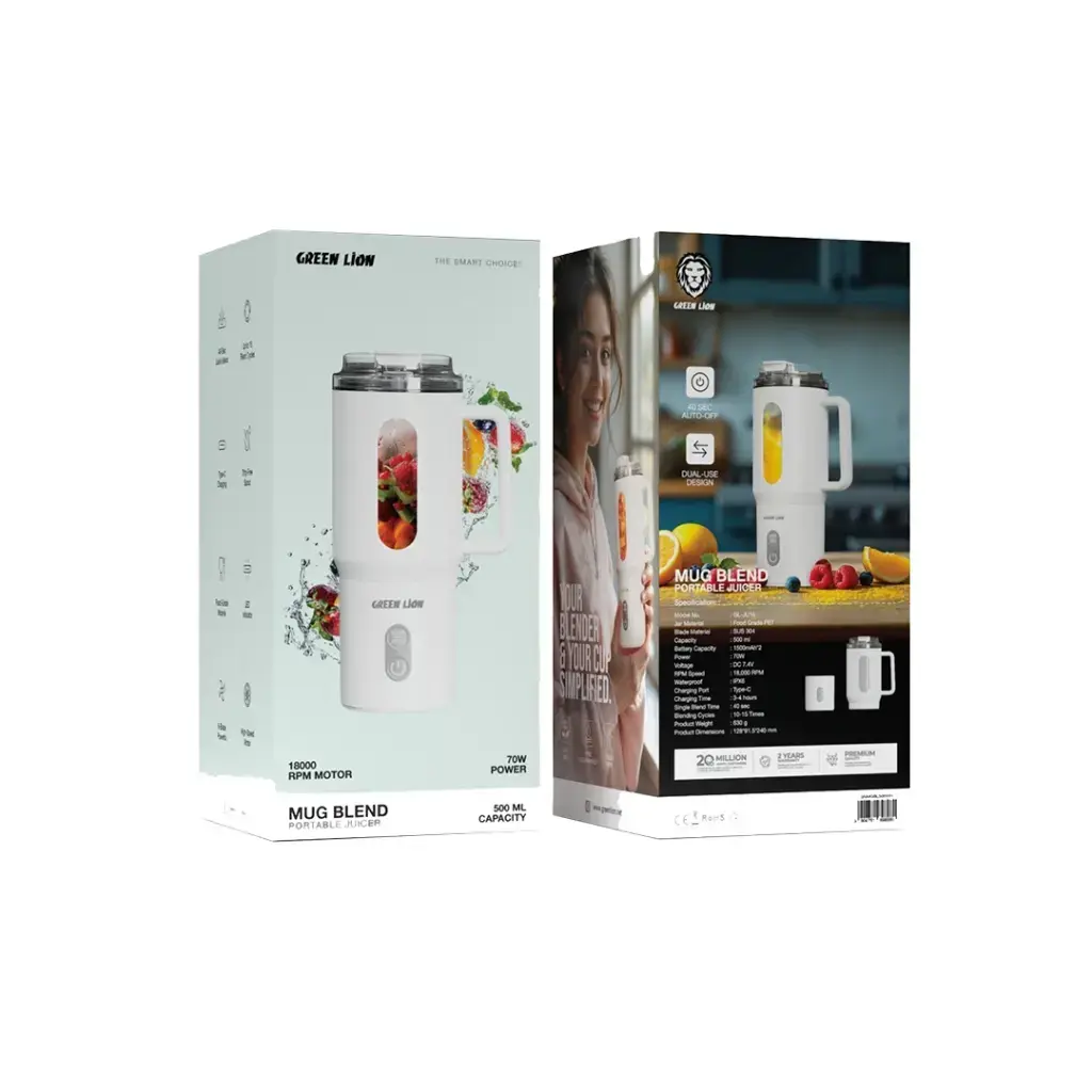 Green Lion Mug Blend Portable Juicer 500ML-White.webp