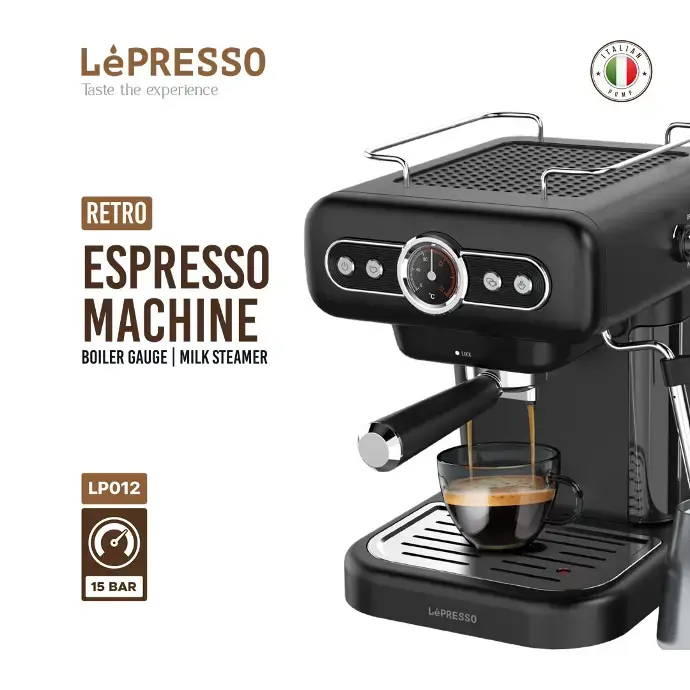 LePresso Retro Espresso Boiler Machine Gauge and Milk Steamer (7).webp