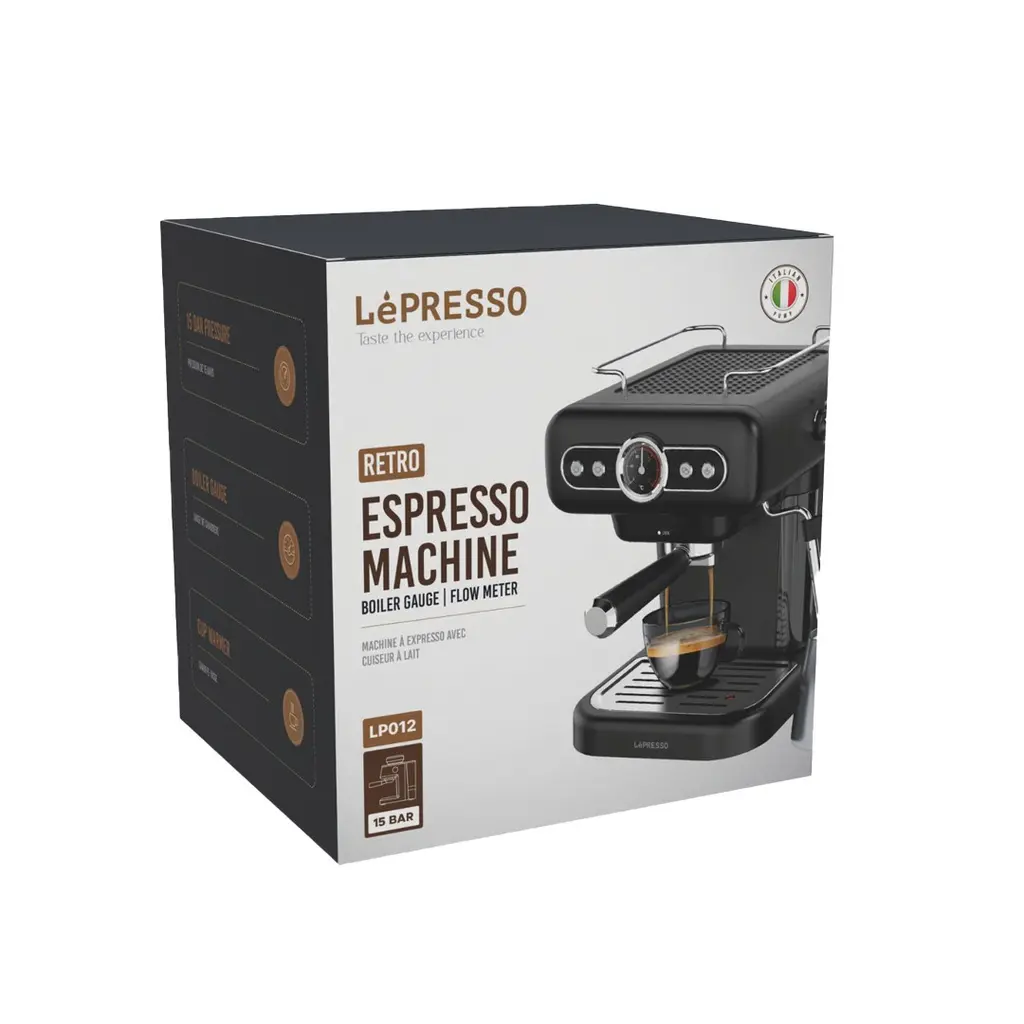 LePresso Retro Espresso Boiler Machine Gauge and Milk Steamer .webp