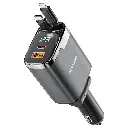 Porodo 111W Car Charger with Lightning & Type-C Retractable Cables - Gray6.webp