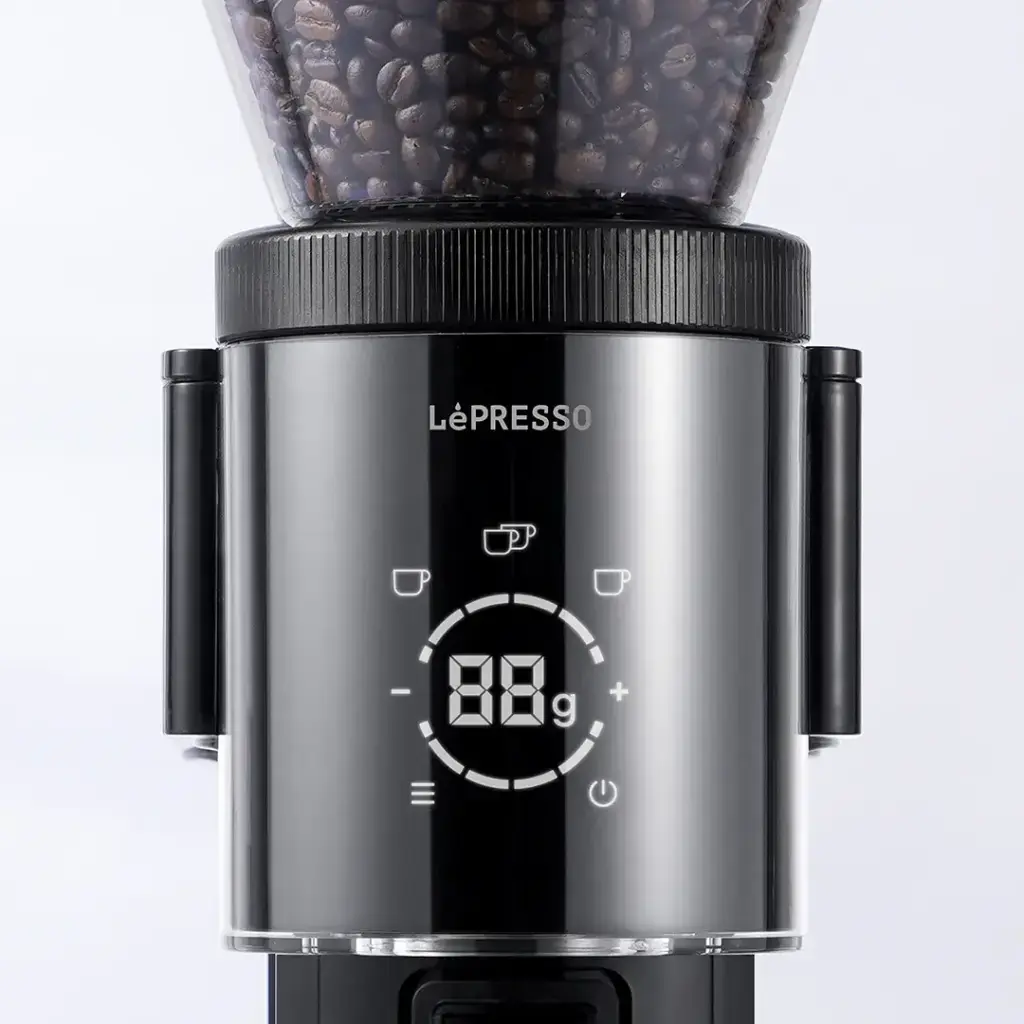 LePresso Grindeur Conical Burr Grinder with Digital Weight Control - Black  (2).webp