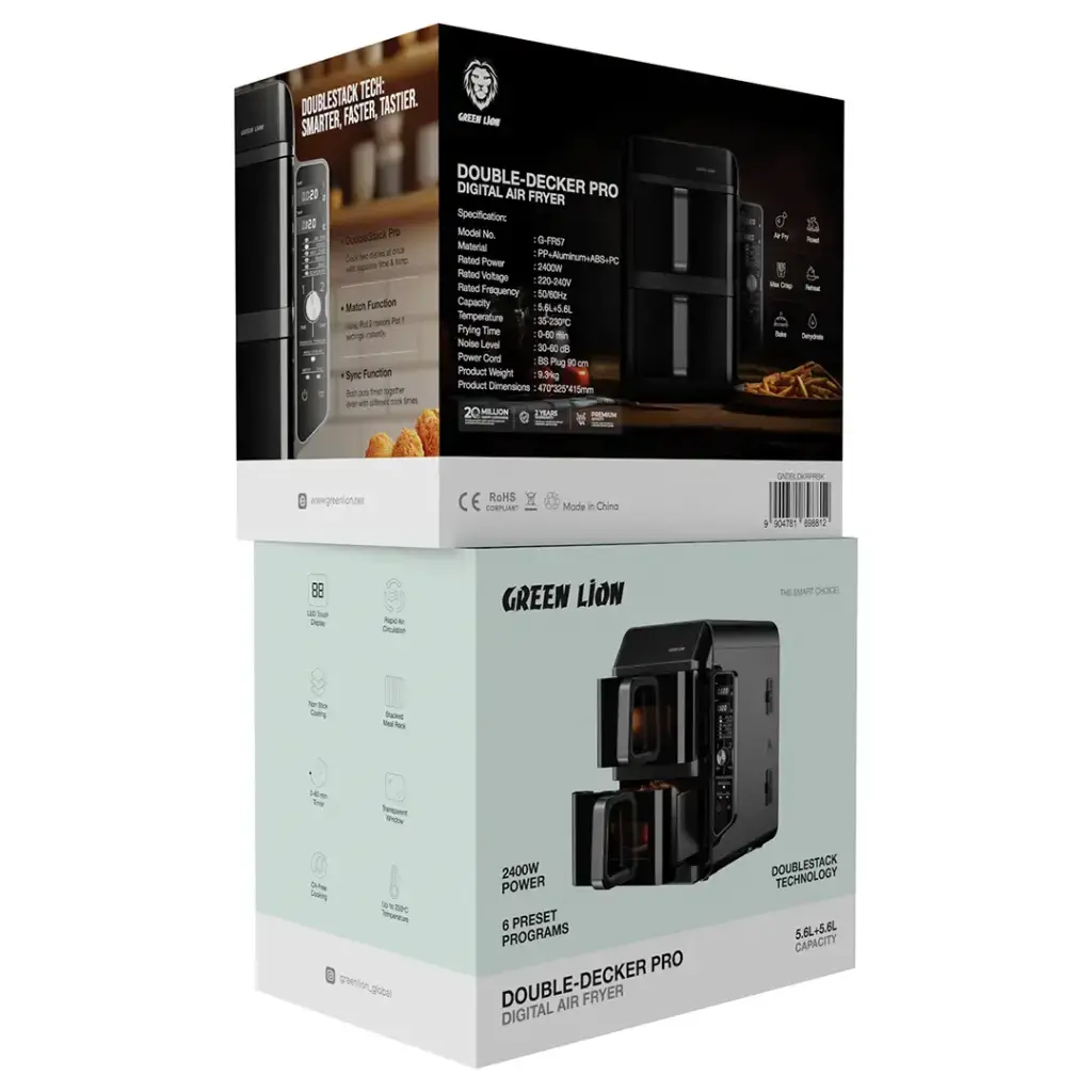 Green Lion Double-Decker Pro Digital Air Fryer 10.2L - Black (3).webp
