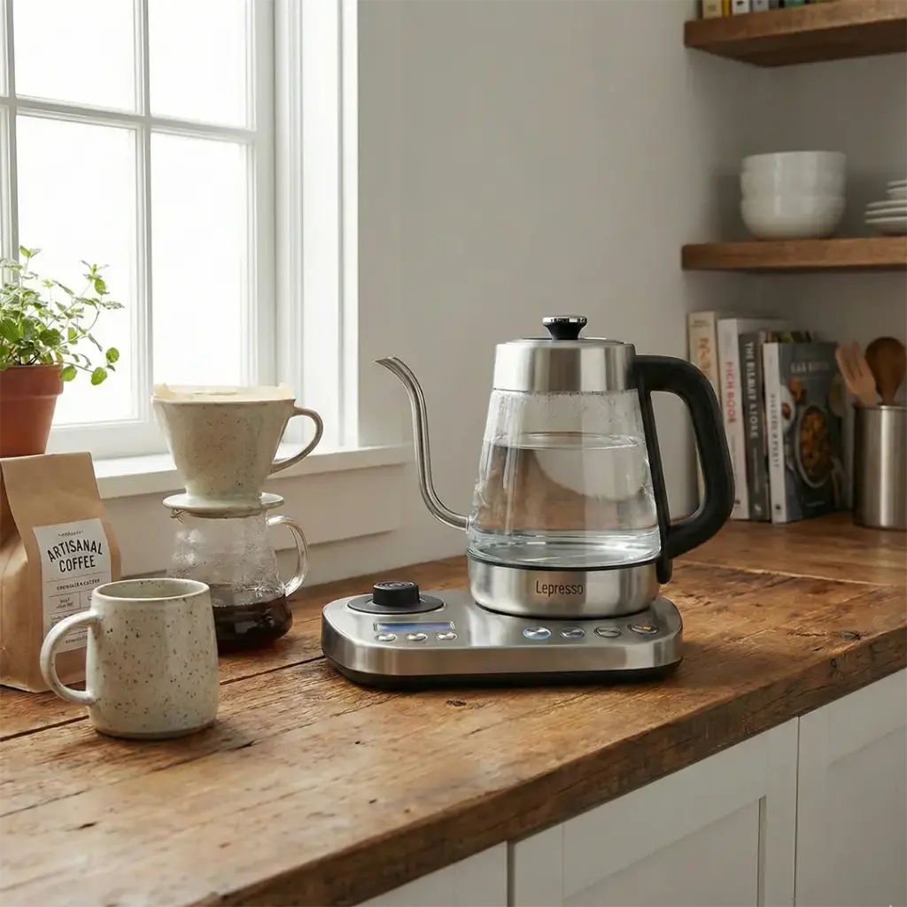 Lepresso BrewWave Gooseneck Electric Kettle with Keep Warm Mode - Sliver5.webp