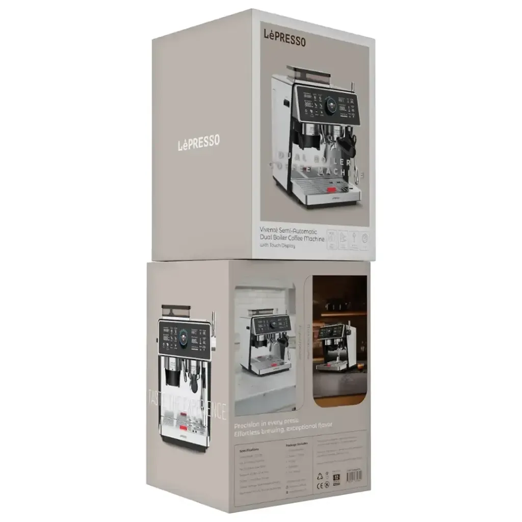 Lepresso Viventé Semi-Automatic Dual Boiler Coffee Machine with Touch Display - Silver.webp