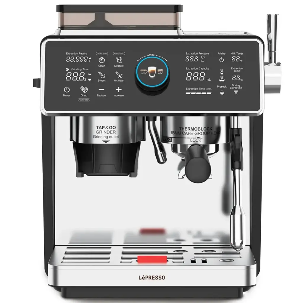 Lepresso Viventé Semi-Automatic Dual Boiler Coffee Machine with Touch Display - Silver2.webp