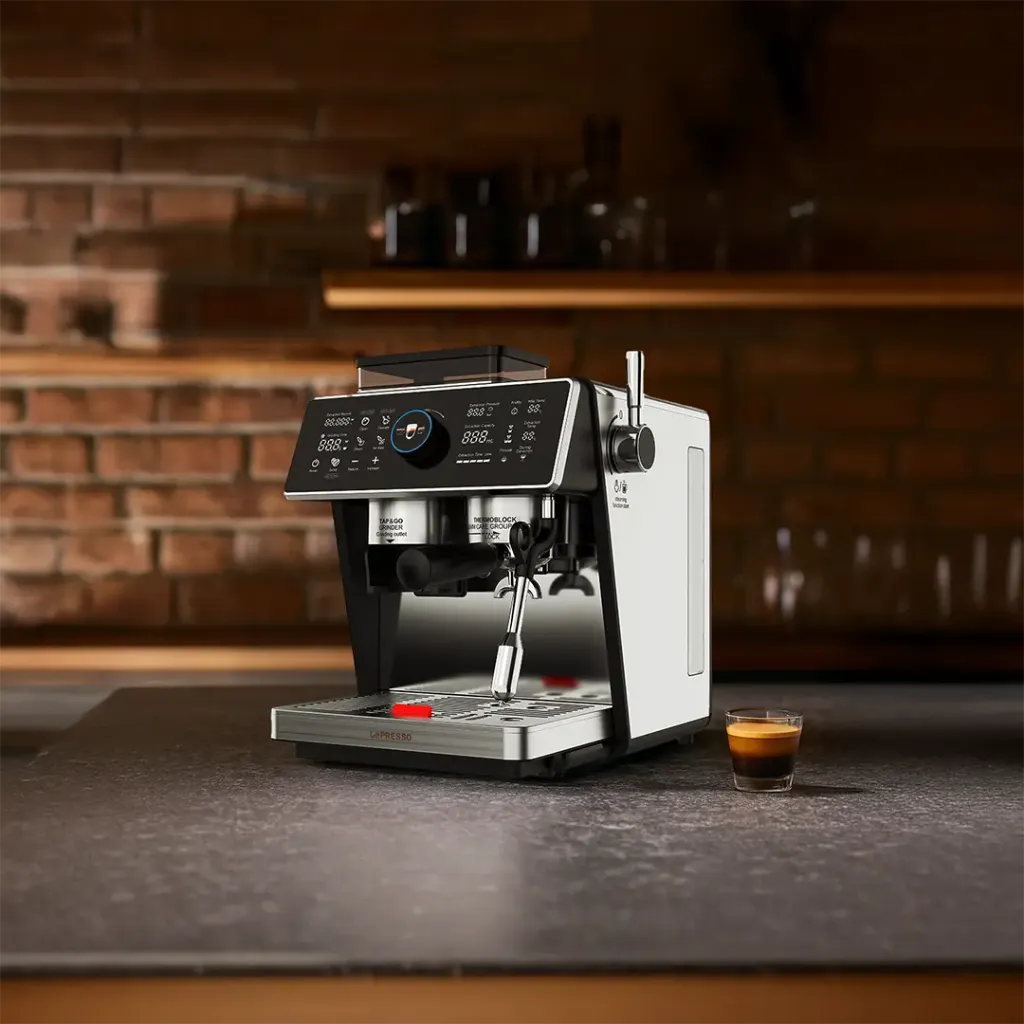 Lepresso Viventé Semi-Automatic Dual Boiler Coffee Machine with Touch Display - Silver4.webp