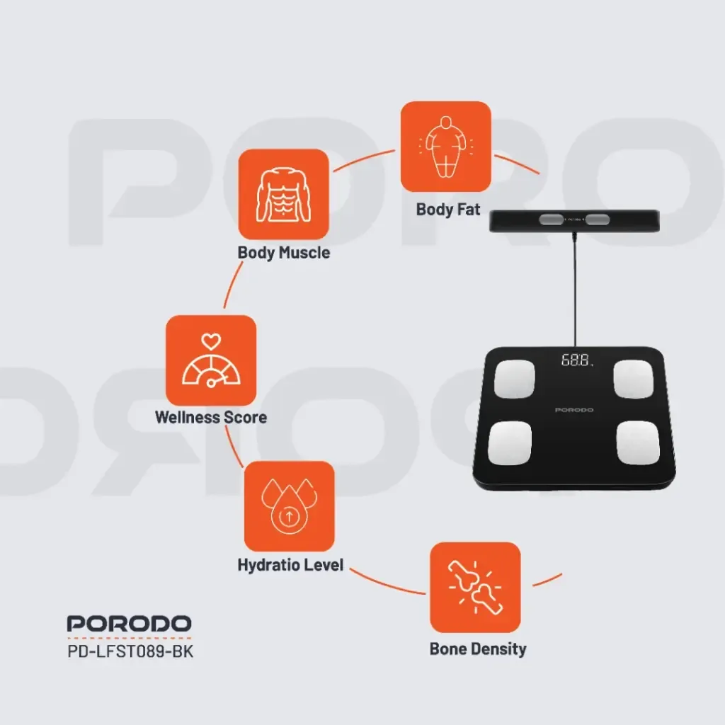 Porodo Lifestyle Precise Analysis Smart Scale - Black (2).webp