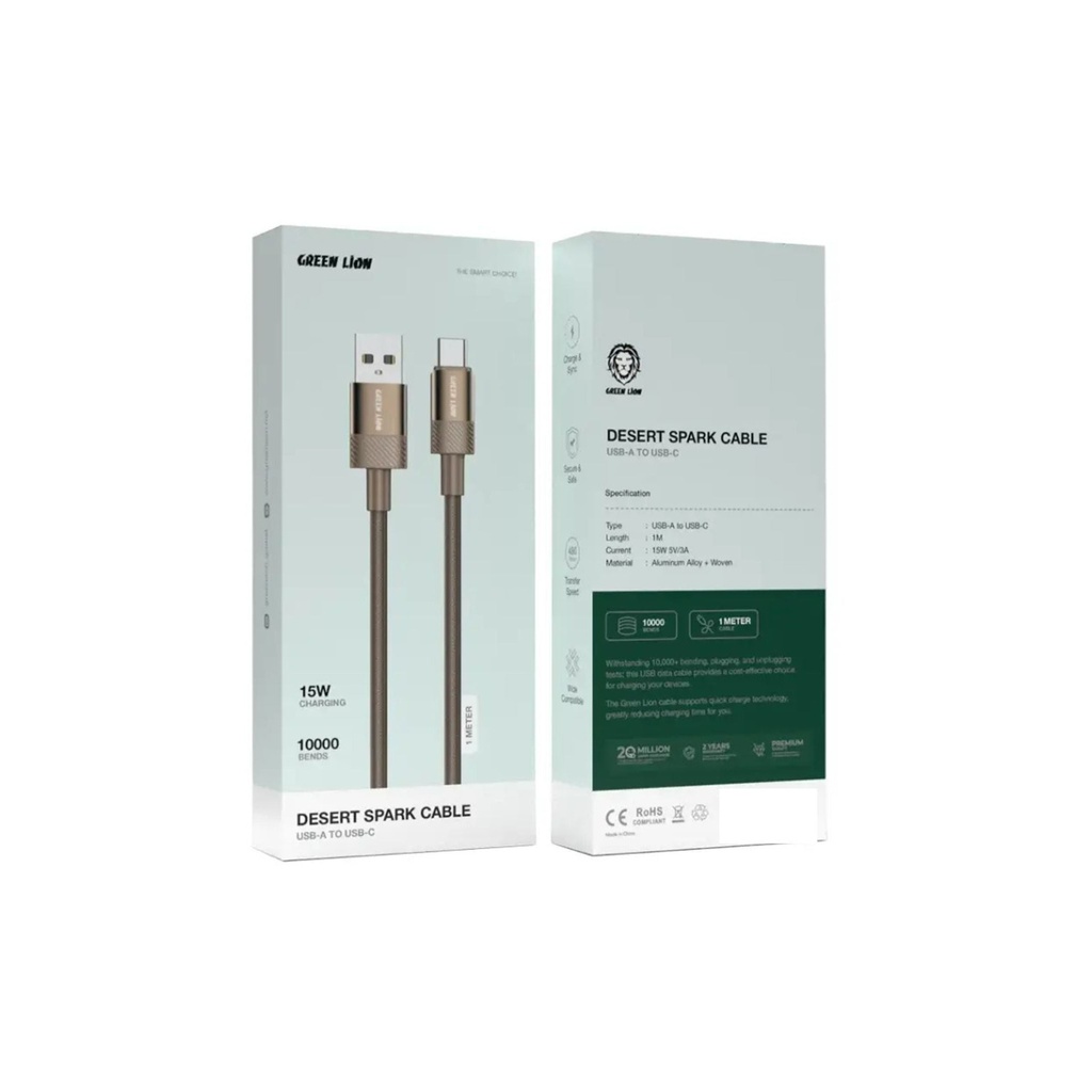 Green Lion Desert Spark USB-A to USB-C - Packaging Front & Back
