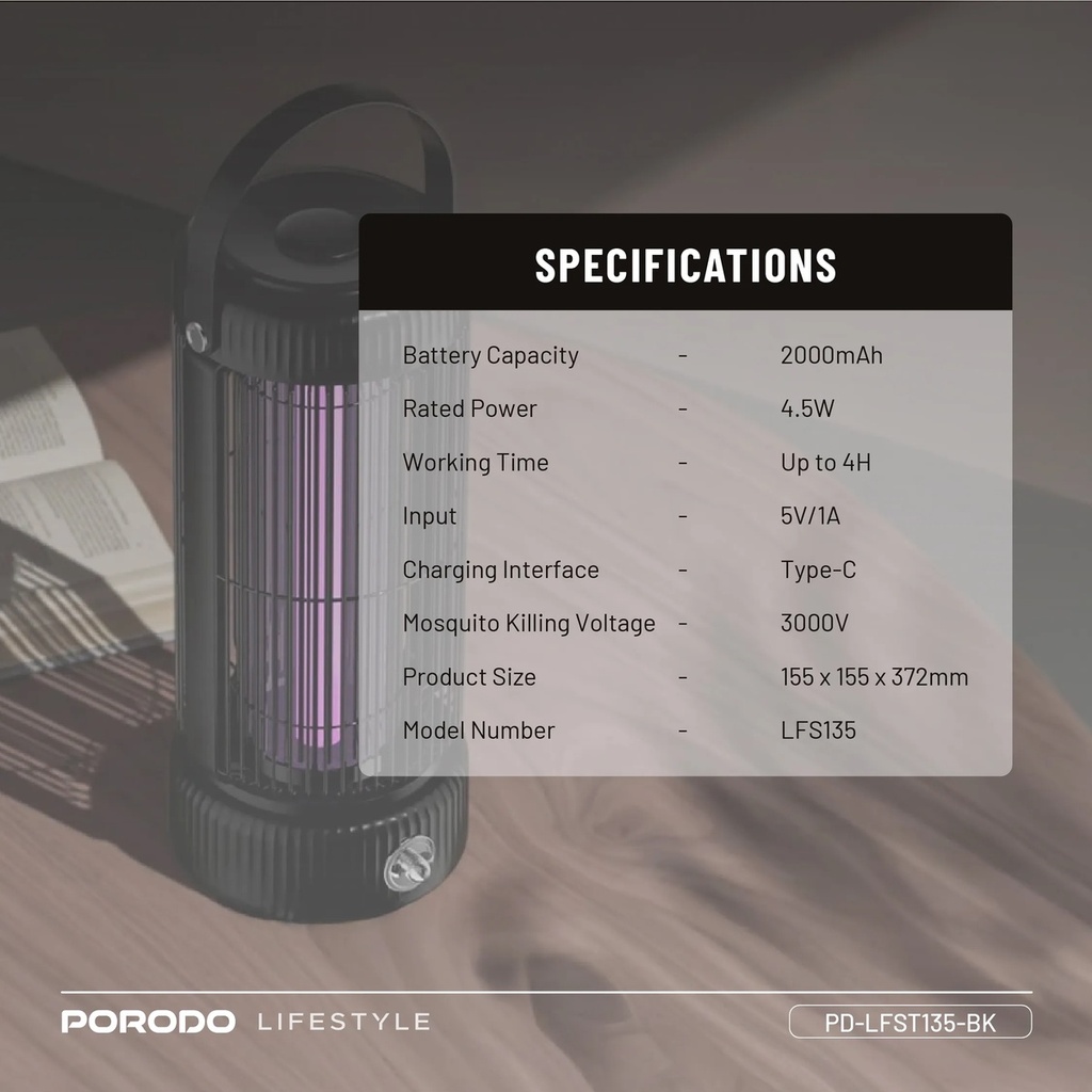 Porodo Lifestyle Insect Killer - Technical Specifications Sheet