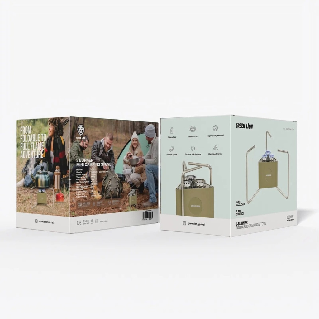 Green Lion 3-Burner Foldable Camping Stove Khaki - View 15