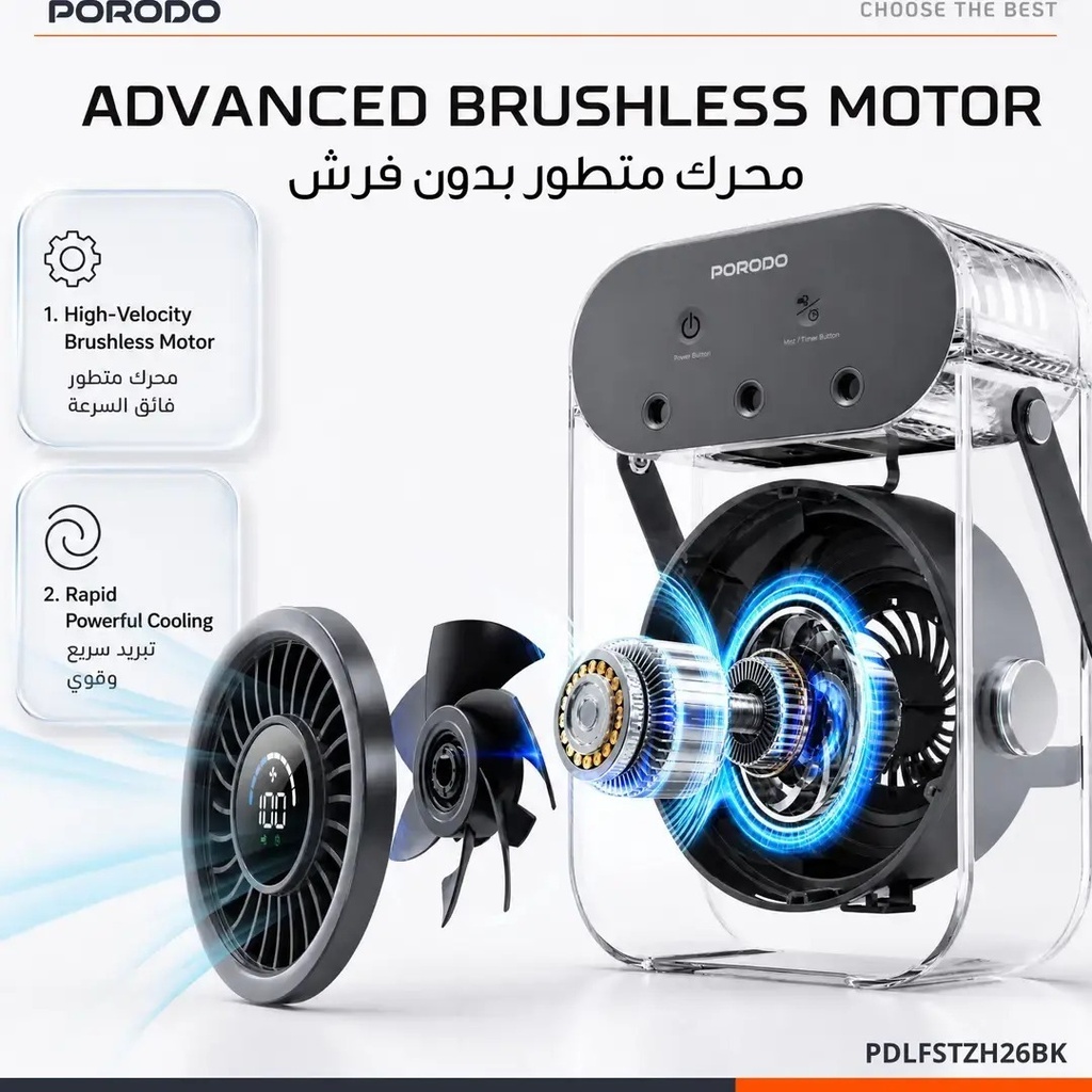 Porodo Chillo Aqua Mist Fan - Front View