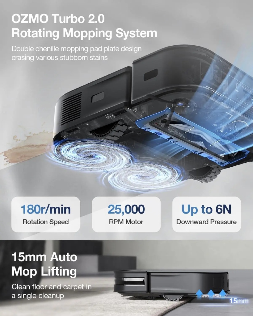OZMO Turbo 2.0 Dual Rotating Mopping & 15mm Intelligent Auto Mop Lift