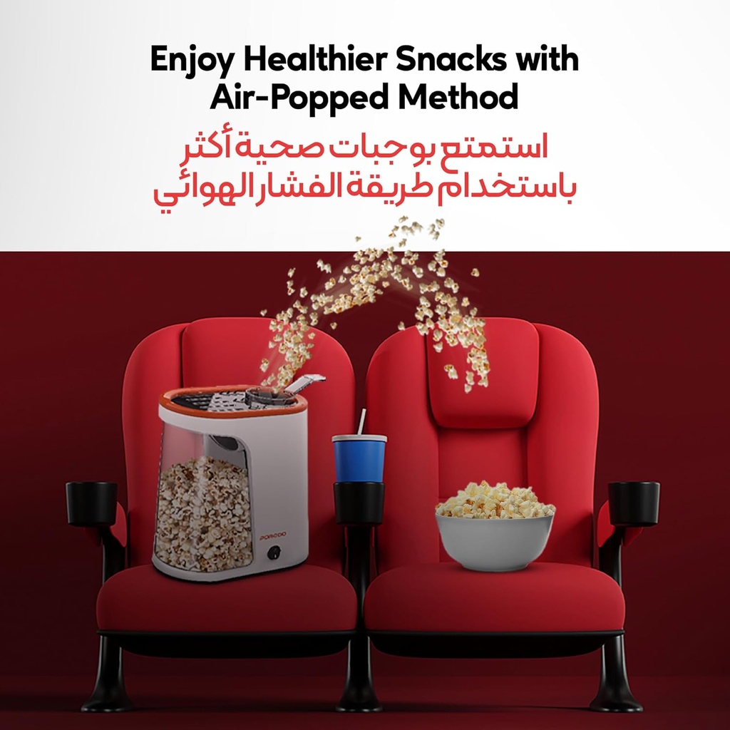 Porodo Popcorn Maker Cinema Air-Popped Snacking