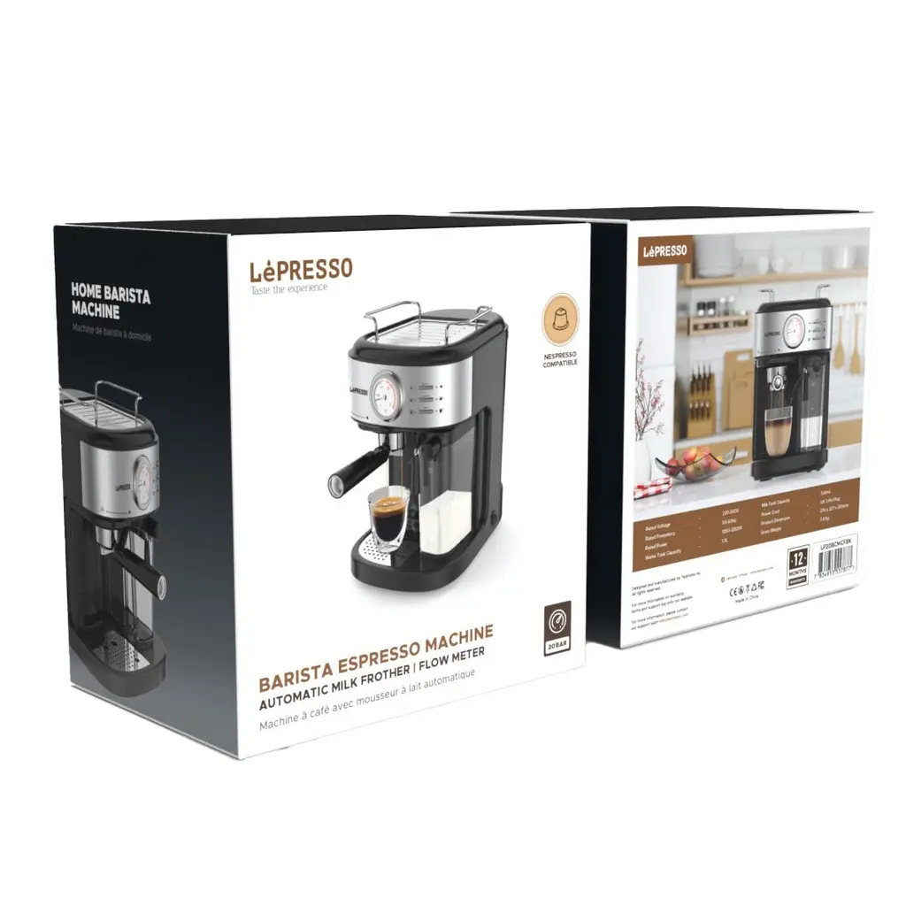 LePresso Coffee Machine 20 Bar Powerful Pressure Pump With Capsule Filter and Funnel - Black  (2).webp