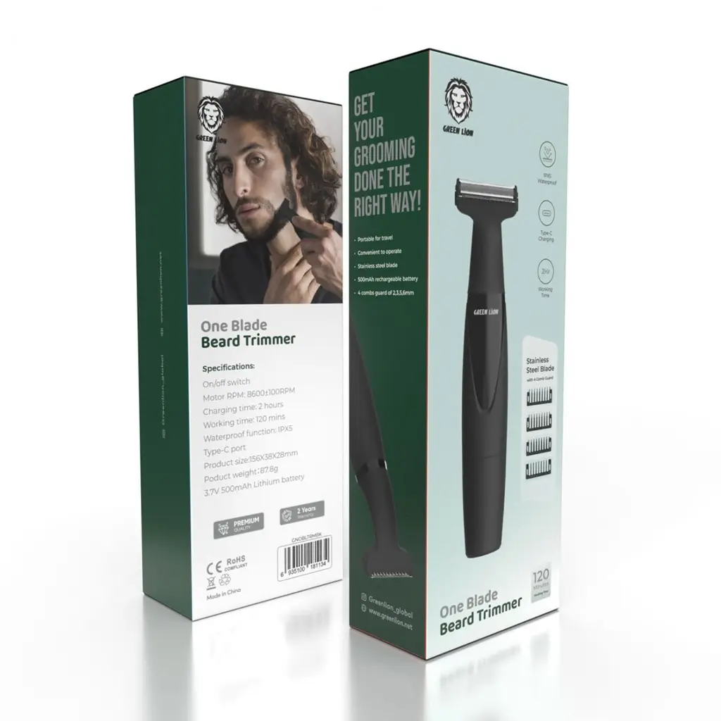 Green Lion One Blade Beard Trimmer 500mAh - Black.webp