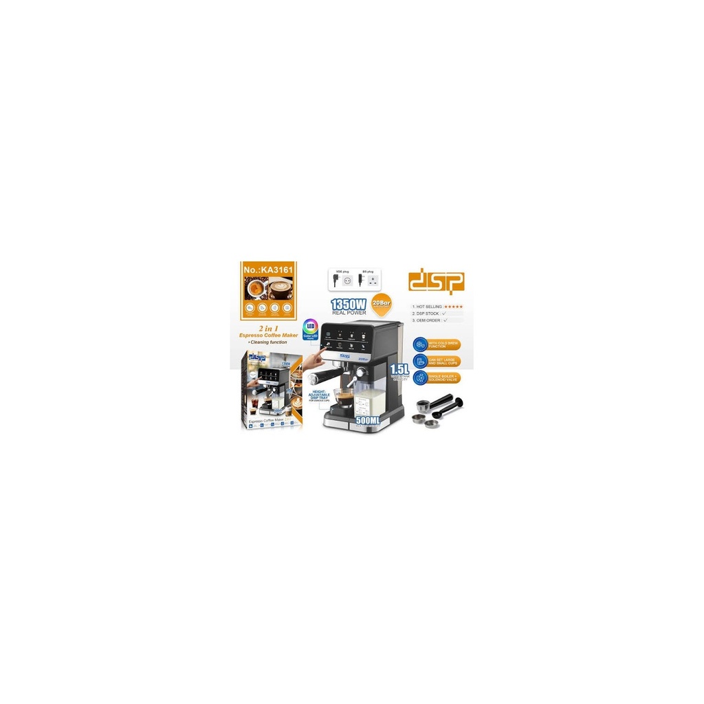 DSP Espresso Machine KA-3161 2-in-1 1350W 20 Bar 1.5L