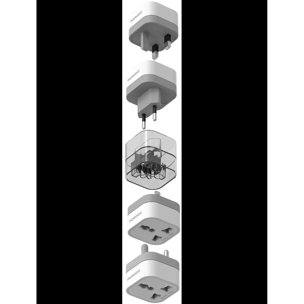 [PDFWCH041WH] Porodo 4-in-1 Adaptor UK Plug-White PDFWCH041WH