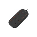 Porodo Blue 8 AC Power Socket With X1 USB-C X3 USB-A Port UK (3m wire) - Black PBFWCH035-BK