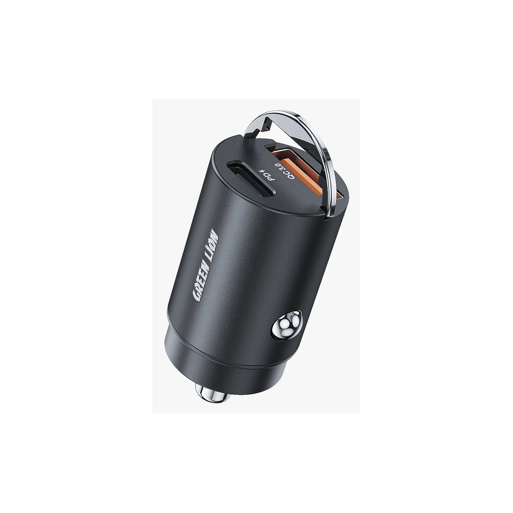 [GNRNGCDPCLBK] Green Lion Ring Charge Dual Port Car Charger PD 36W C to L 1m Cable-Black GNRNGCDPCLBK