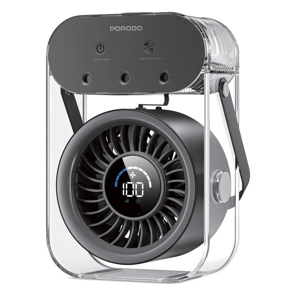 Porodo Lifestyle Chillo Aqua Portable Mist Fan 500mL - Black (PDLFSTZH26BK)