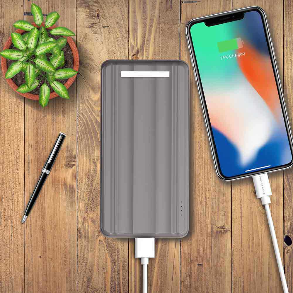 Powerlogy P10QCPDGY Slim and elegant 10,000 mAh power bank