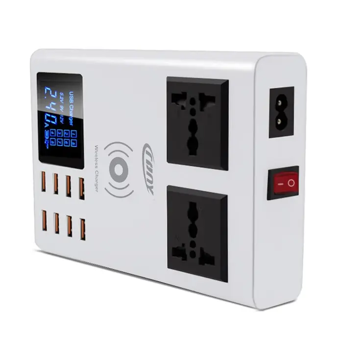 محول وشاحن لاسلكي متعدد المنافذ مع شاشة CRONY YC-CDA10W socket 8USB