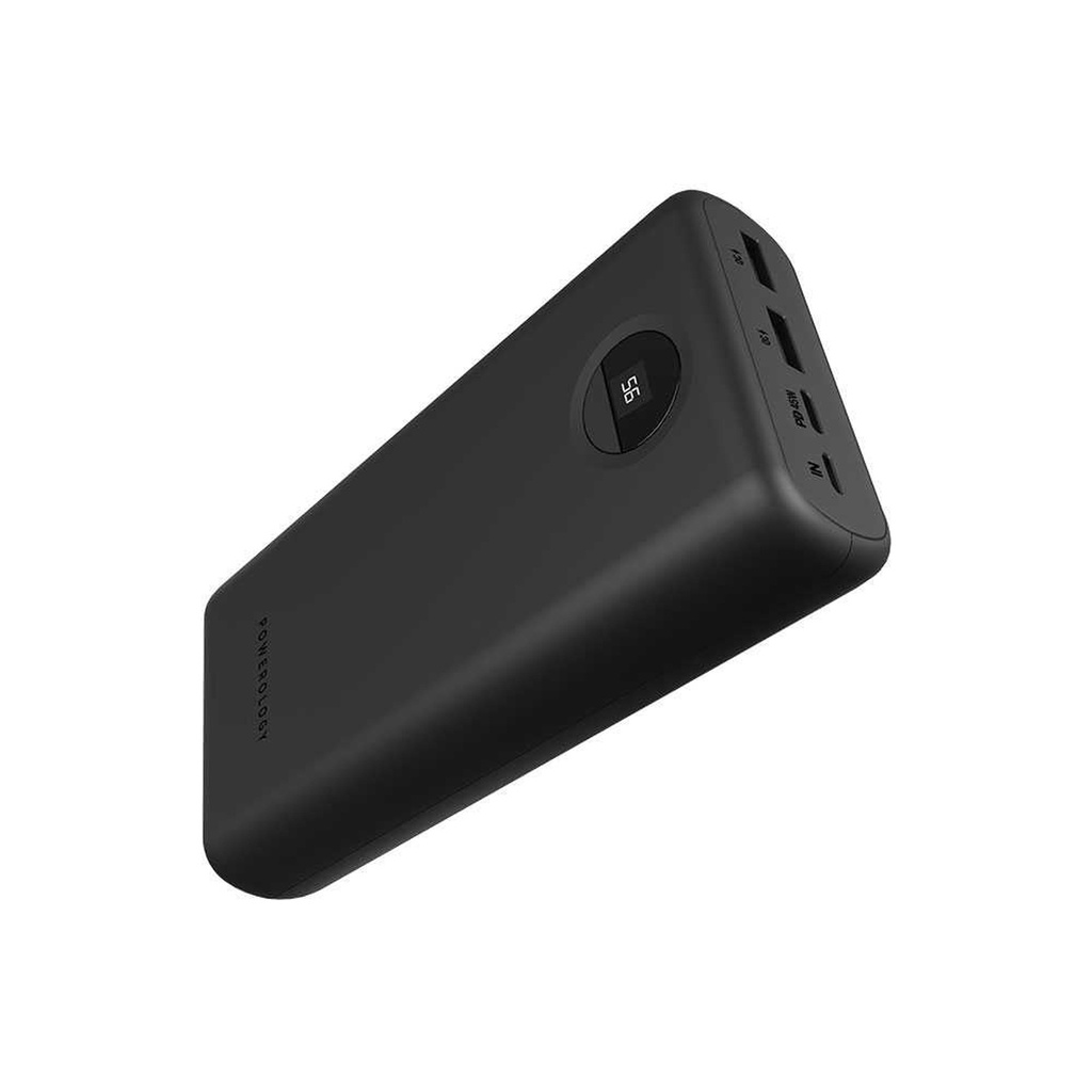 Powerology 30000mAh 45W PD QC3.0 Fast Charging Power Bank USB A and USB C Black PPBCHA07 BK