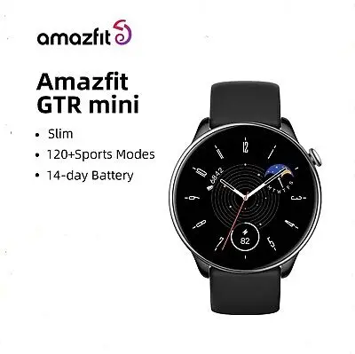 ساعة ذكية صغيرة من علامة Amazfit وإزيب Zepp باللون الأسود منتصف الليل