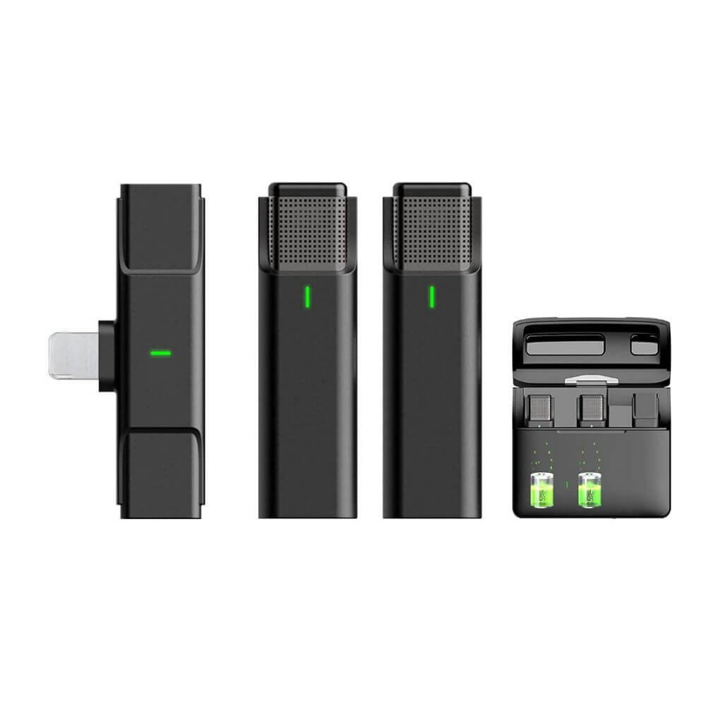 مايكرفون لاسلكي ثنائي قابل للشحن نوع سي للفلوجينج