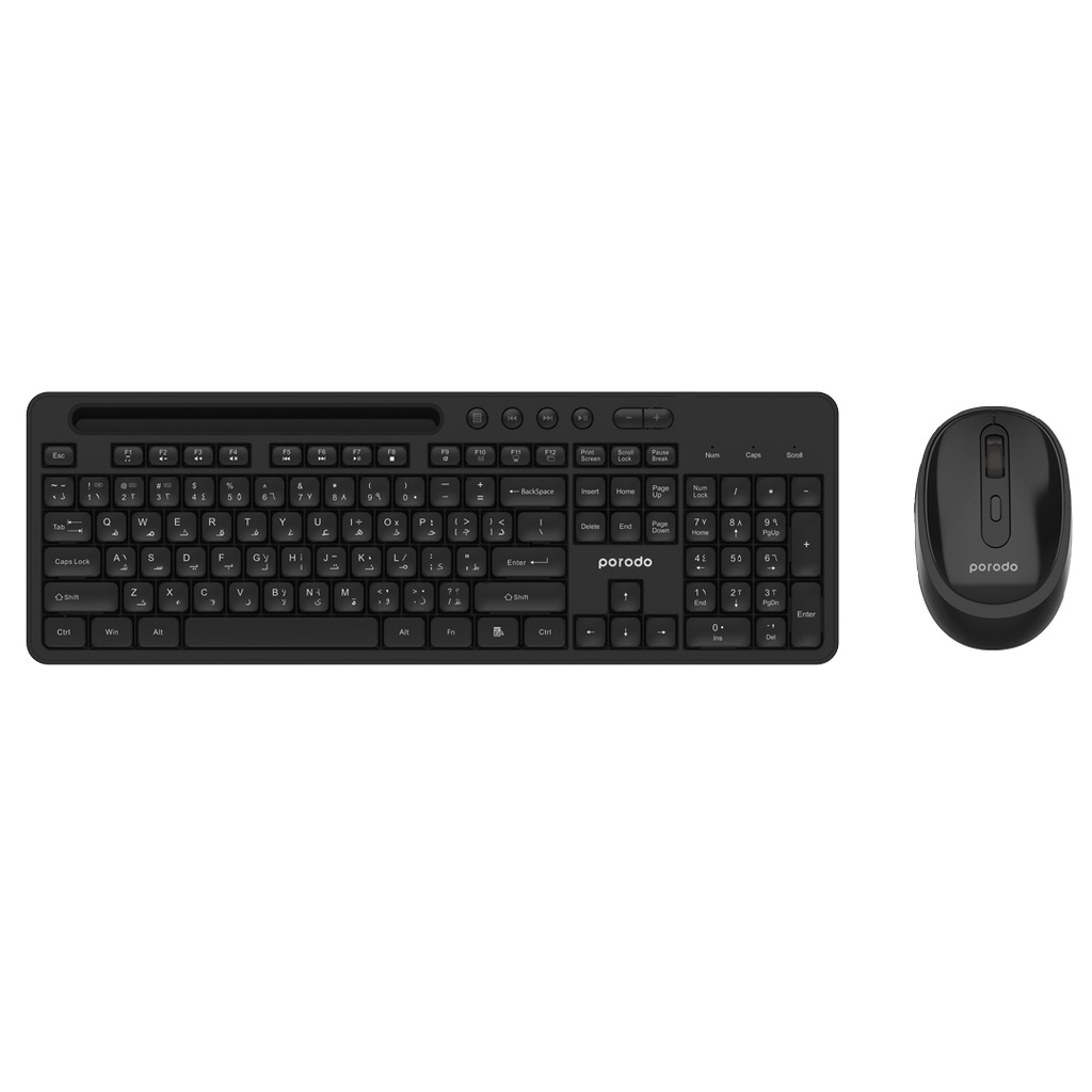 طقم لوحة مفاتيح ولاسلكية ثنائية الوضع بورودو (PD-W24KBPTM-BK)