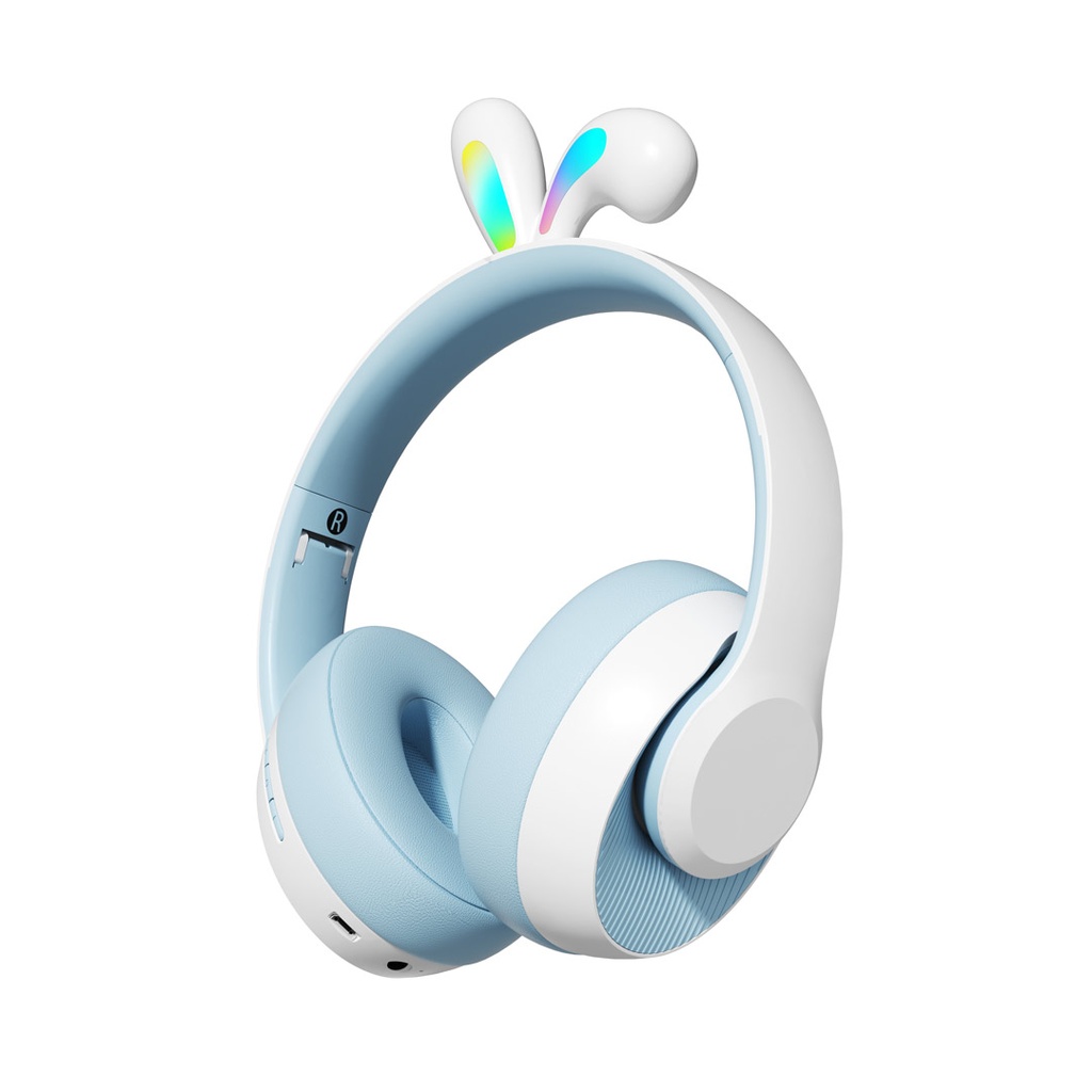 Porodo Soundtec Kids Wireless Headphone Rabbit Ears LED Lights (PD-STKNCRE-BU)