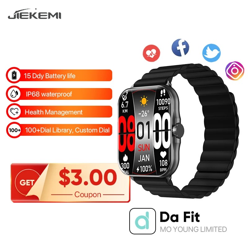 Jiekemi Smart watch S1 black double strap