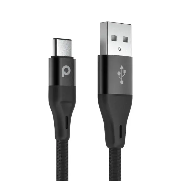 Porodo Aluminum Braided Lightning Cable 2.2m 2.4A - Black PD-AMBR12BK