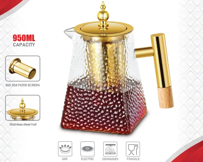 إبريق شاي زجاجي DLC-36302 سعة 950 مل