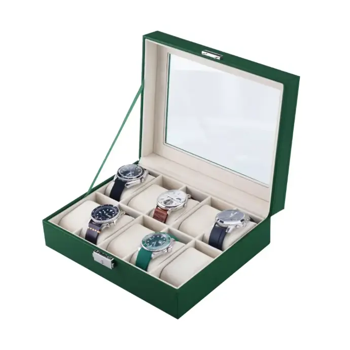 Green Lion Watch Box 10 Slots With glass GNCWATBX10GN