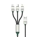 جرين ليون كابل مضفر مطلي بالكهرباء 3 في 1 USB-A إلى C+C+L GN3N1EACGNBK