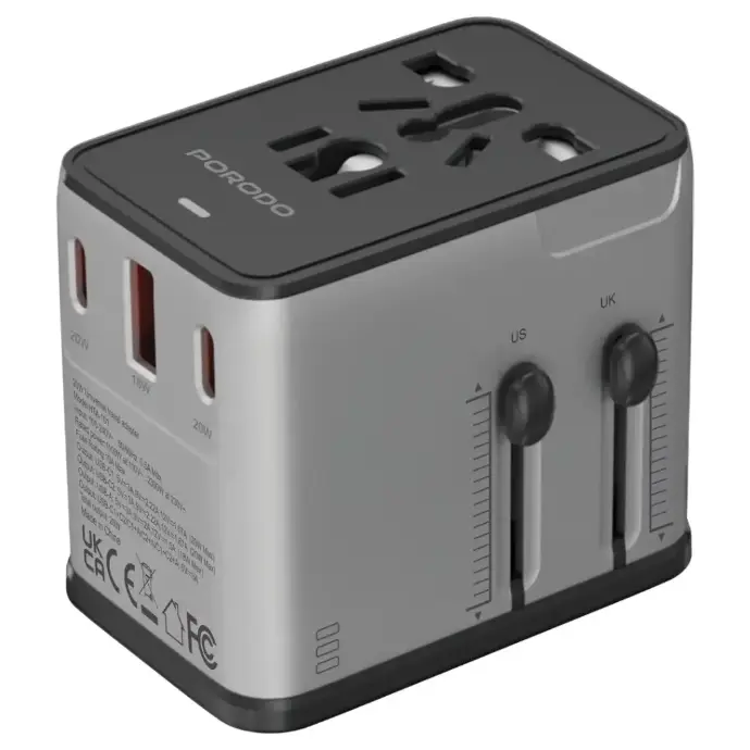 Porodo MegaVolt Universal Travel Adapter PDFWCH088SLBK