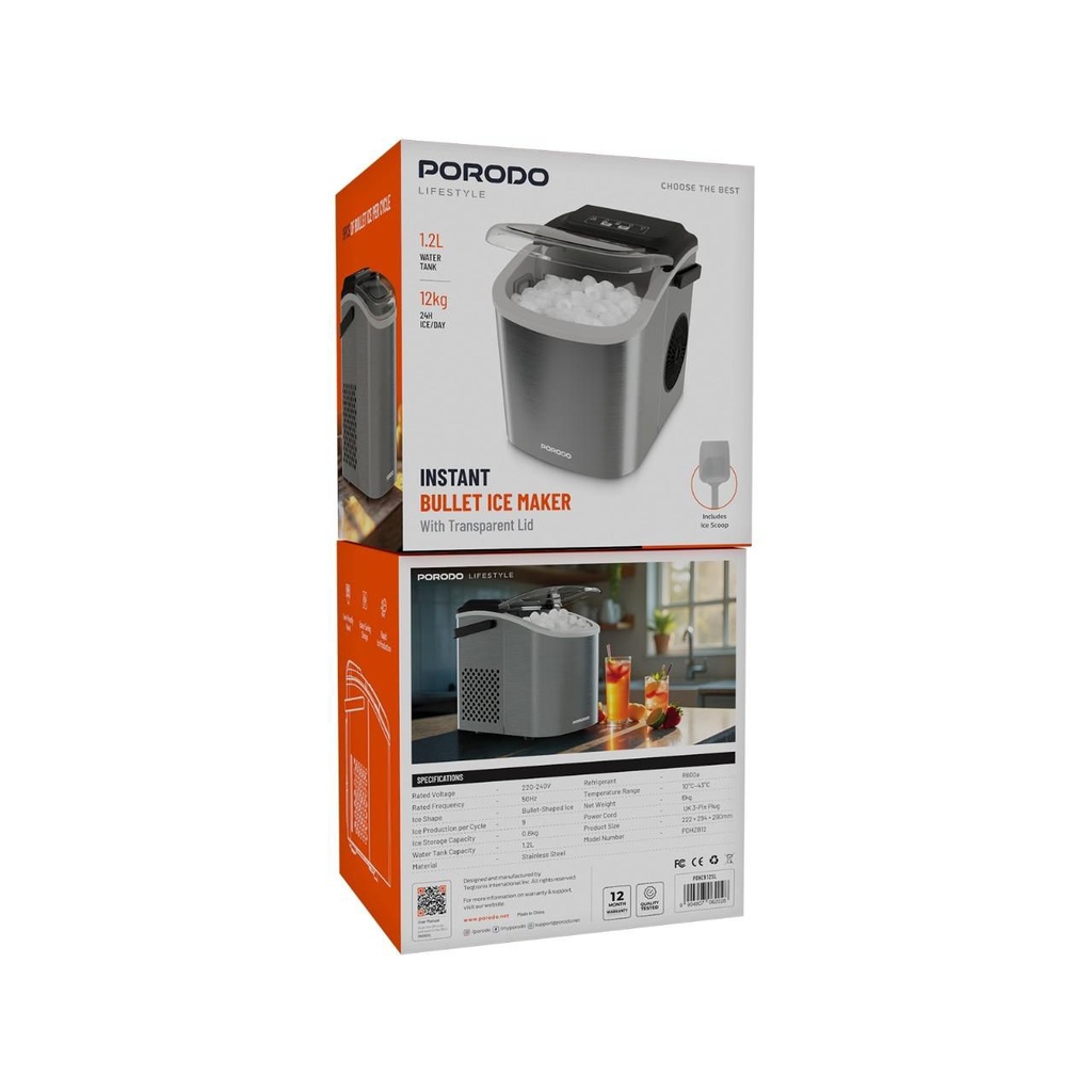 Porodo Instant Bullet Ice Maker PDHZB12SL