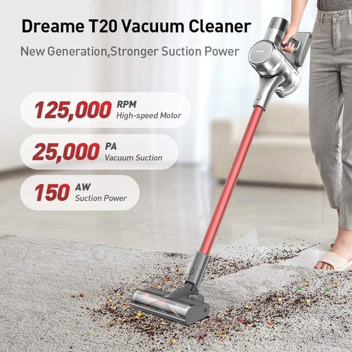 Cordless vacuum cleaner with 25,000 Pa suction power, Dreame T20