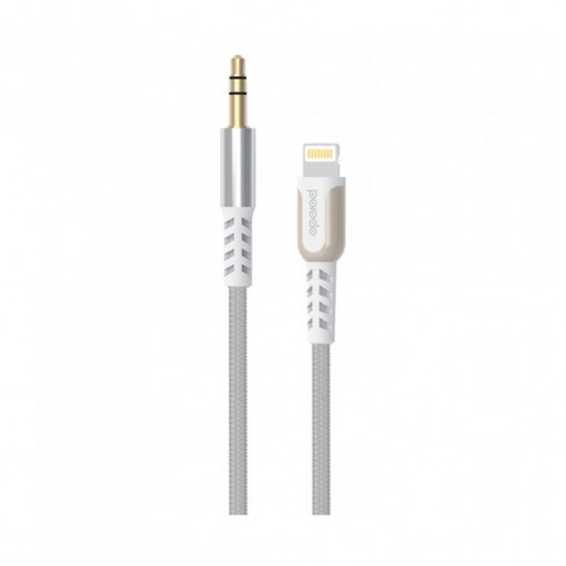 PD AUL WH Porodo Braid12 Lightning to Aux 1 2meter White