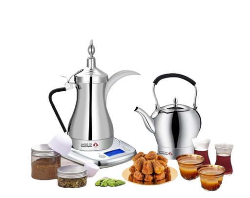 Electric tea and coffee dallah set with one base - Gulf Dallah - GA-C84849
