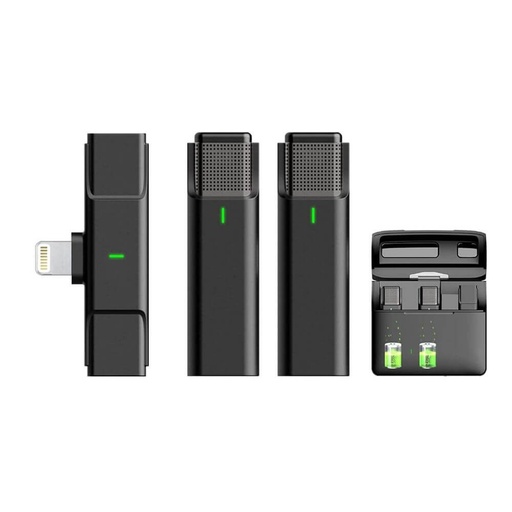 مايكروفون لاسلكي ثنائي قابل للشحن Portable Wireless Lavalier Microphone