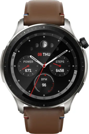 ساعة Amazfit GTR4 A2166 باللون البني الفينتاج مع حزام جلدي